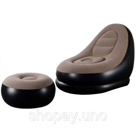 Надувне крісло з пуфом для відпочинку AIR SOFA велюрове Brown QY-86 | Зображення 4