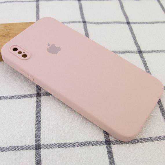 Чехол Silicone Case Square Full Camera Protective (AA) для Apple iPhone XS / X (5.8") Червоний / Red Салатовий/Neon green | Зображення 1