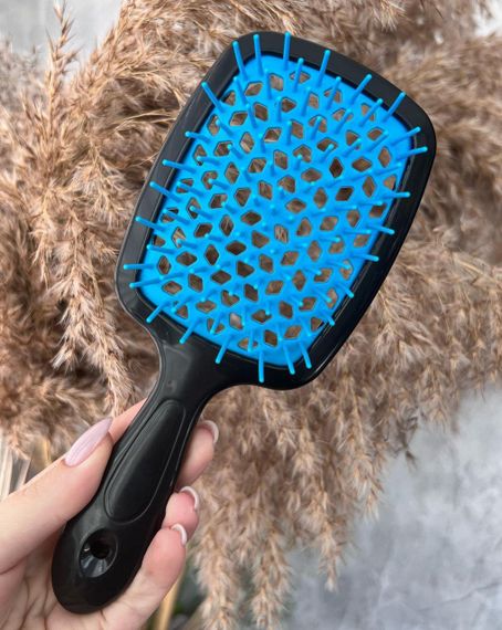Гребінець для волосся "Super Brush" чорний з синім в коробці