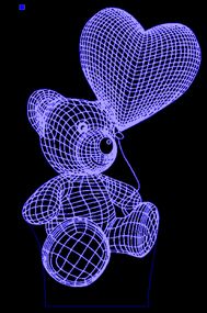 Акриловый светильник-ночник Мишка с сердцем 3 синий tty-n000415