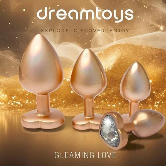 Набір із трьох анальних пробок Dream Toys Gleaming Love, розміри S, M, L, перламутрово-золоті Sex Aura | Зображення 5
