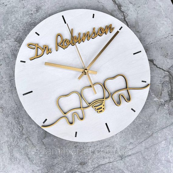 Іменні настінні дерев'яні годинники стоматолога Подарок дантисту або ортодонту, зубному лікарю | Зображення 4