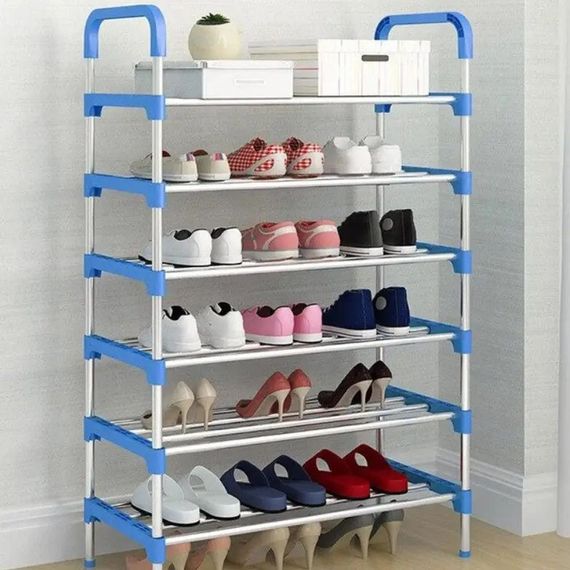 Полиця для взуття Shoe Rack 6 полиць Органайзер стійка 6 секцій 56х28х113см. NS-110 Колір: синій