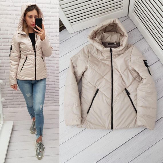 Жіноча демісезонна куртка, арт. 1008, беж | Зображення 6