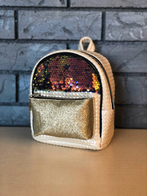 Рюкзак пайетки маленький светлый хамелеон-золотой