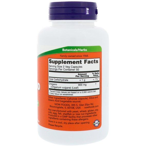 Олія Орегано NOW Foods Oregano 450 mg 100 Veg Caps | Зображення 1