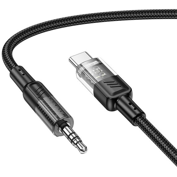Аудіо кабель Aux Hoco UPA27 Spirit transparent (Type-C to AUX 3.5mm) (1.2m) Black | Зображення 2