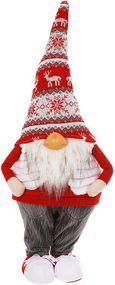 Іграшка м'яка "Гном у сірих штанах та в новорічному ковпаку" 68см