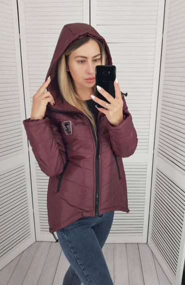Жіноча демісезонна куртка з емблемою, арт.210/7, бордо | Зображення 5