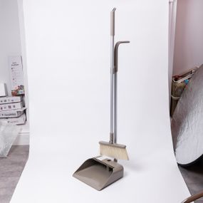 Набір віник і совок на довгій ручці для підлоги 25×24×100 см щітка віник для прибирання Сірий HP-45-15G