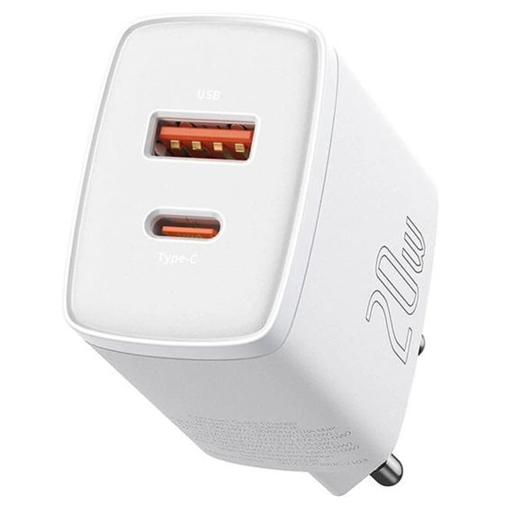 МЗП Baseus Compact Quick Charger 20W QC+PD (1USB-A/1C) (CCXJ-B) White | Зображення 1