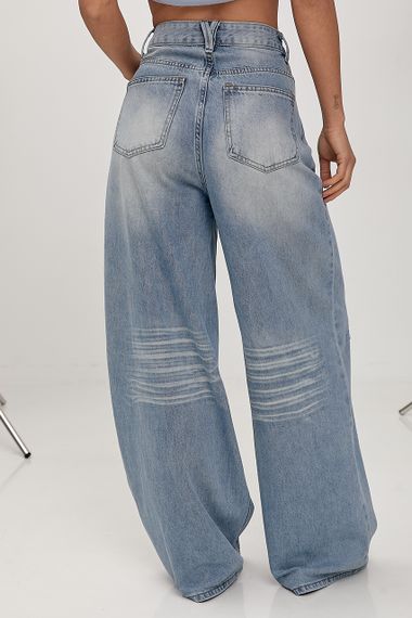 Джинси Palazzo з потертостями - блакитний цвет, S (є розміри) | Зображення 1