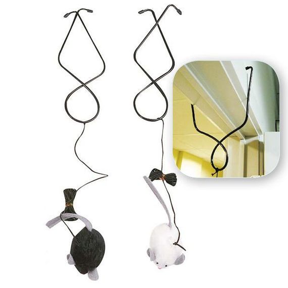 Flamingo Doorhanger Mouse фламинго мишка зі звуковим чіпом, підвіс на двері, інтерактивна іграшка для котів
