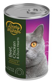 Корм Lovely Hunter Adult with Beef Chicken and Duck hearts вологий з яловичиною, куркою та качиними серцями для дорослих котів 400 гр