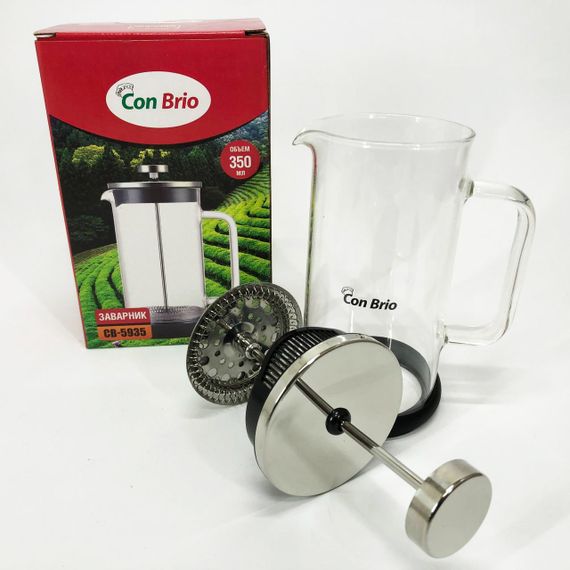 Френч прес Con Brio CB-5935 350 мл, Френч прес скляний на кухню, Френч преси скло | Зображення 4