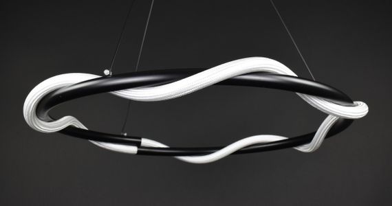 Люстра світлодіодна підвісна LED світильник для квартири на стелю лед 27943 Чорний 30-150х62х62 см. | Зображення 6