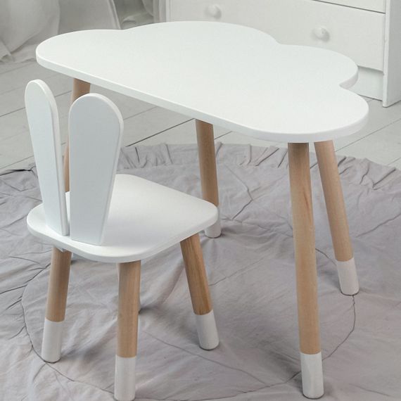 Дитячий столик хмарка і стільчик білий зайчик. Для гри, малювання, навчання! | Зображення 6