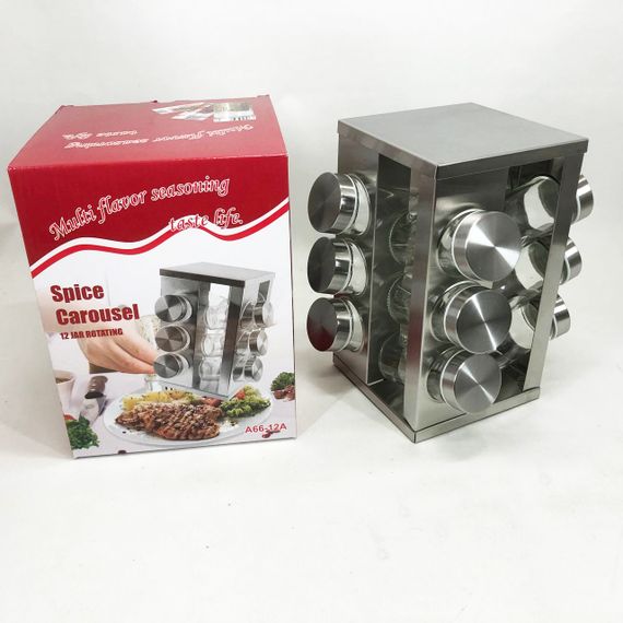 Набір ємностей для спецій на основі UNIQUE 12 в 1 Квадрат Органайзер для приправ, Стійка для спецій | Зображення 5