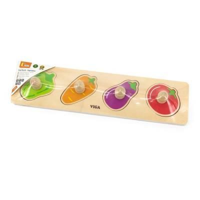 Развивающая игрушка Viga Toys Рамка-вкладыш с ручками Овощи (44532) | Зображення 1