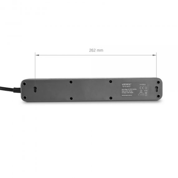 Мережевий подовжувач VIDEX ONCORD з/з 5п 3м (3x1.5мм) з кнопкою Black | Зображення 5