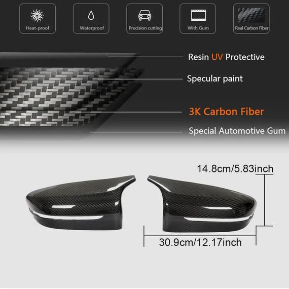 Кришки дзеркал M-Look Червоний карбон для BMW 5 серія G30/31 2017-2023 рр | Зображення 2