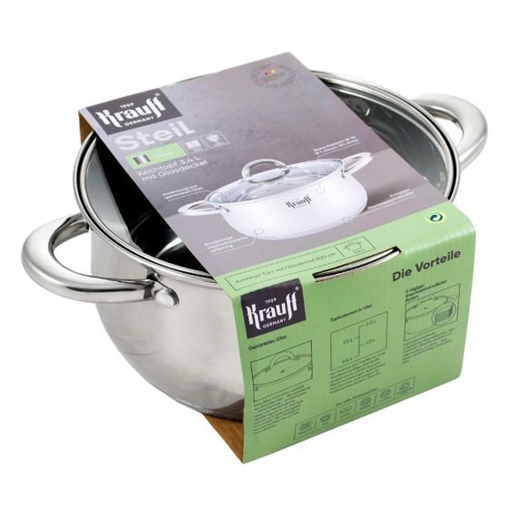 Каструля Krauff Steil 26-238-075, 3.4 л, 20 см, з нержавіючої сталі з кришкою, для всіх типів плит | Зображення 6