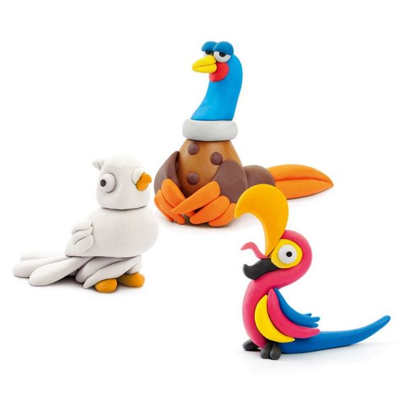 Набор пластилина "Птицы: Попугай Ара, Фазан, Голубь" ЛИПАКА 60025-UA01 самостоятельно затвердевает | Зображення 2