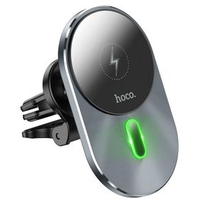 Автотримач HOCO CA91 + Wireless Charging 15W, кріплення на решітку, Type-C, Gray, Box