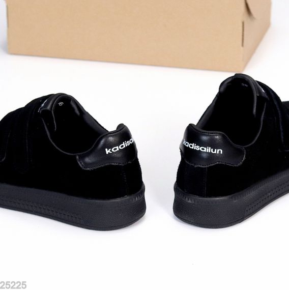 Повсякденні чорні кеди на липучках натуральна замша в асортименті | Зображення 4