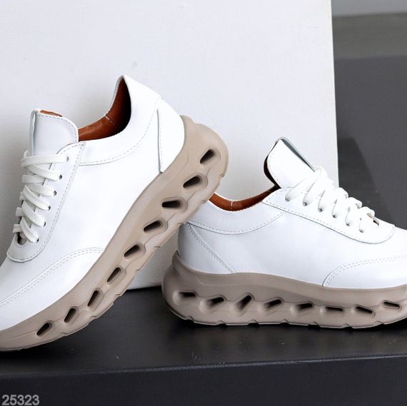 Молодежные дизайнерские белые кроссовки натуральная кожа | Зображення 3