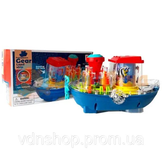 Музыкальный кораблик (подсветка, мелодии, колесо свободного хода, шестеренки) YJ 388-67 | Зображення 2