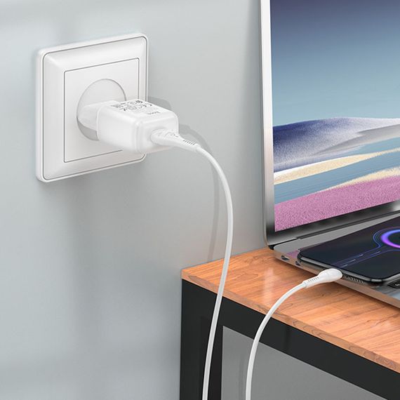 МЗП Hoco C96A 2.1A (1USB-A) + кабель USB to MicroUSB White | Зображення 2
