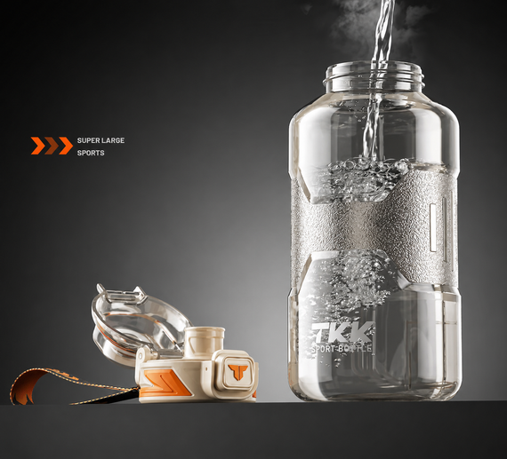 Спортивная бутылка TKK 1500 мл (1.5 л) - Белая Tritan BPA-free, ударопрочная эко-бутылка с антискользящей вставкой | Зображення 2