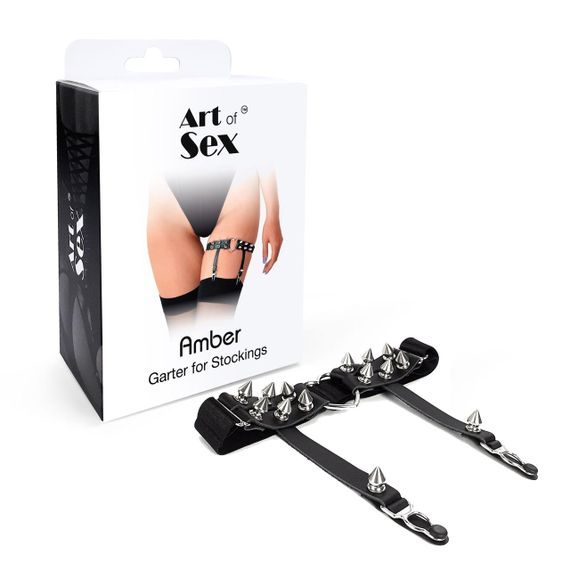 Гартер на ногу сердце с шипами из натуральной кожи Art of Sex Amber (1 шт.) sexstyle | Зображення 5