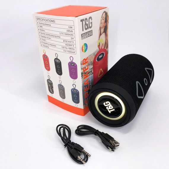Bluetooth колонка портативная TG656 FM-радио, аккумуляторная колонка для музыки. Цвет: черный | Зображення 6