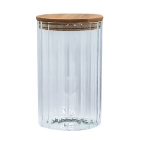 Ємність скляна з дерев'яною кришкою (кругла смугаста) VT-7611 Vittora 1100 мл