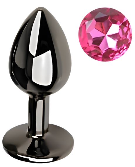 Анальна пробка з кристалом EGZO - Dark Gray Round Plug Rose, size S Sex Aura | Зображення 1