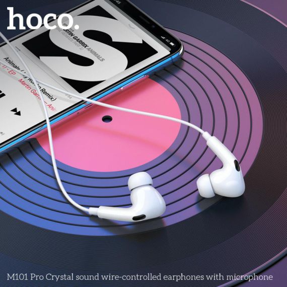 Навушники HOCO M101 Pro Crystal sound wire-controlled earphones with microphone White | Зображення 2