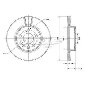 Диск гальмівний передній Ford Galaxy 95-06/Seat Alhambra 96-10/ VW Sharan 95-10 (288x25), TX 70-54