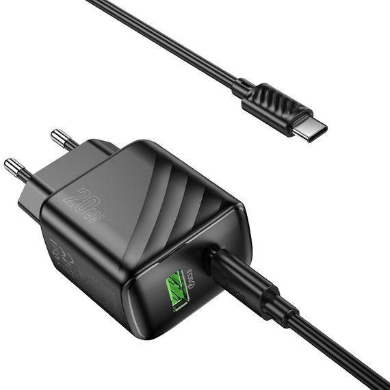 Набір СЗУ HOCO CS25A+кабель Type-C/Type-C, 1xUSB+1xUSB-C, PD20W+QC3.0, кабель 1м | Зображення 5