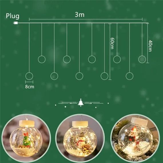 Новогодняя гирлянда с игрушками в шаре 10 шт на 3 х 1.5 м RJ-11 Мультицвет | Зображення 7