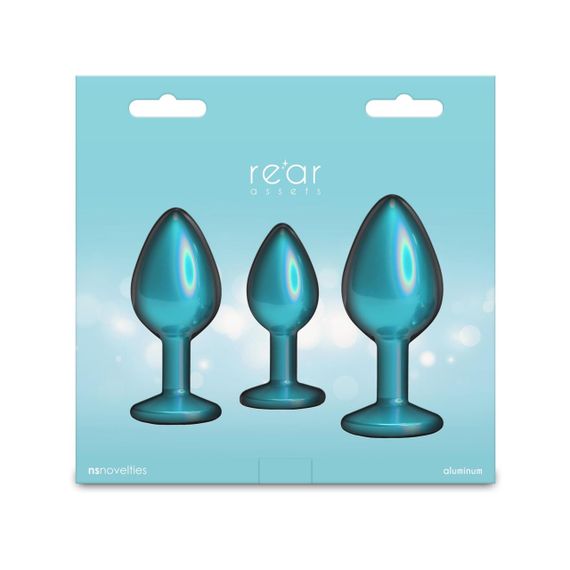 Набір анальних пробок NS Novelties Rear Assets - Trainer Kit - Iridescent Teal - Teal Gem Sex Aura | Зображення 3