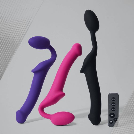 Безремінний страпон з вібрацією Strap-On-Me Vibrating Fuchsia L, діаметр 3,7см, пульт ДК, регульований | Зображення 8