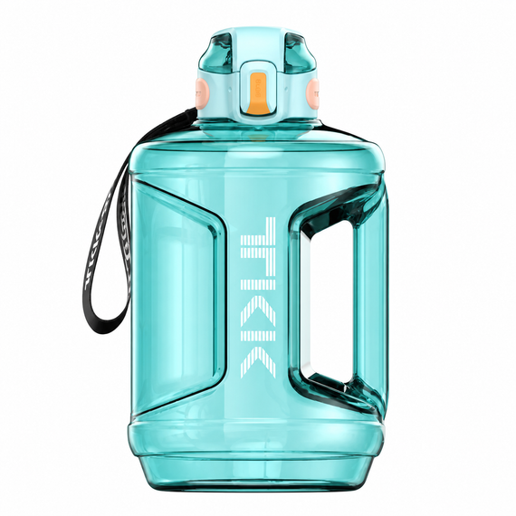 Спортивная бутылка TKK 2300 мл (2.3 л) - Бирюзовая Tritan BPA-free, ударопрочная эко-бутылка с ручкой и клапаном | Зображення 2