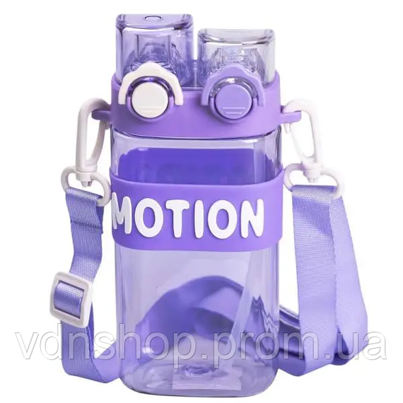 Бутылка для воды с трубочкой 550 мл спортивная пластиковая бутылка для тренировок Фиолетовая HP-14-49V