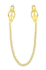 Зажимы для сосков с цепочкой Feral Feelings Clover nipple clamps Золотистый One Size