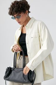 Вільна котонова сорочка на кнопках - кремовий цвет, ONE SIZE (є розміри)