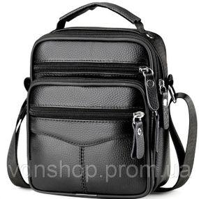 Мужская сумка-барсетка 17x21x9, кожаная сумочка планшет Tiding Bag 75003 черная