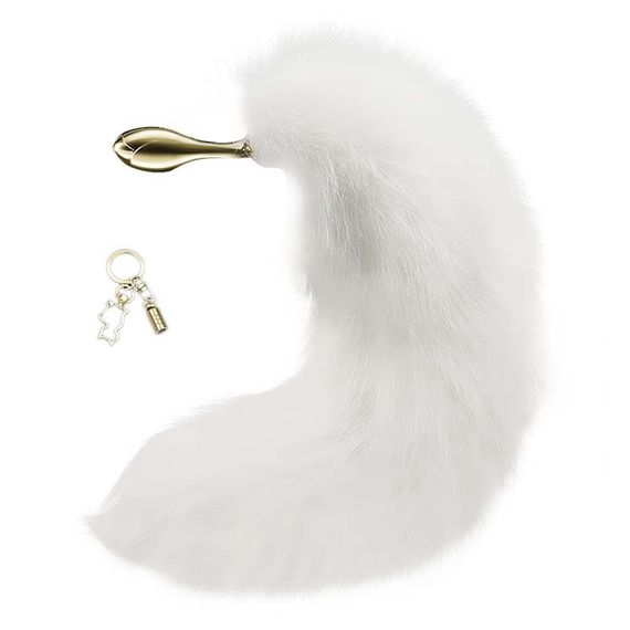 Металева анальна пробка Лисий хвіст LOCKINK SEVANDA White Fox-Tail Anal Rose-shape Plug Sex Aura | Зображення 3