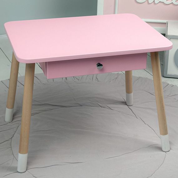 Дитячий столик з висувним ящиком 46х60х45, стіл для дівчинки з нішею, рожевий